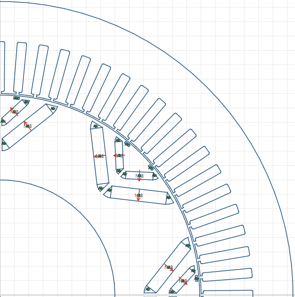 Cross-section geometry of the Chevy Bolt traction motor modelled in MotorDesignSoftware