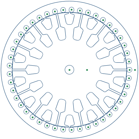 Stator and rotor geometry of a single-phase ceiling-fan induction motor modelled in MotorDesignSoftware