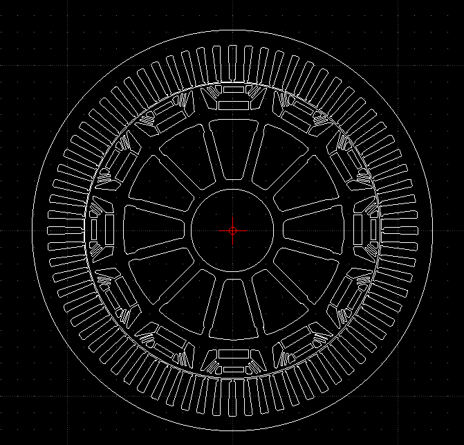 Stator and rotor DXF drawings of the BMW i3 motor made in LibreCAD